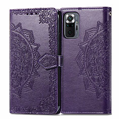 Funda de Cuero Cartera con Soporte Patron de Moda Carcasa para Xiaomi Redmi Note 10 Pro Max Morado