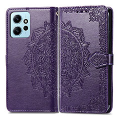 Funda de Cuero Cartera con Soporte Patron de Moda Carcasa para Xiaomi Redmi Note 12 4G Morado