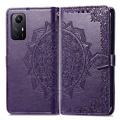 Funda de Cuero Cartera con Soporte Patron de Moda Carcasa para Xiaomi Redmi Note 12S Morado