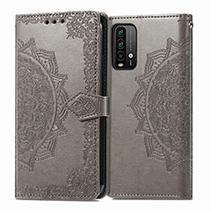 Funda de Cuero Cartera con Soporte Patron de Moda Carcasa para Xiaomi Redmi Note 9 4G Gris