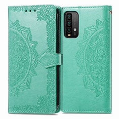 Funda de Cuero Cartera con Soporte Patron de Moda Carcasa para Xiaomi Redmi Note 9 4G Verde