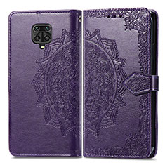 Funda de Cuero Cartera con Soporte Patron de Moda Carcasa para Xiaomi Redmi Note 9S Morado