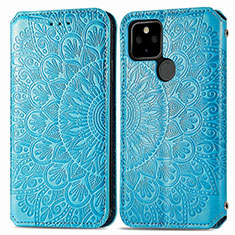 Funda de Cuero Cartera con Soporte Patron de Moda Carcasa S01D para Google Pixel 5a 5G Azul