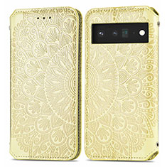 Funda de Cuero Cartera con Soporte Patron de Moda Carcasa S01D para Google Pixel 6 5G Oro