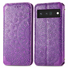 Funda de Cuero Cartera con Soporte Patron de Moda Carcasa S01D para Google Pixel 6 Pro 5G Morado