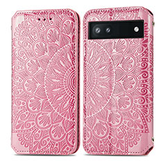 Funda de Cuero Cartera con Soporte Patron de Moda Carcasa S01D para Google Pixel 6a 5G Oro Rosa