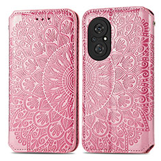 Funda de Cuero Cartera con Soporte Patron de Moda Carcasa S01D para Huawei Honor 50 SE 5G Oro Rosa