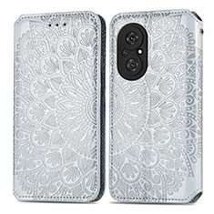 Funda de Cuero Cartera con Soporte Patron de Moda Carcasa S01D para Huawei Honor 50 SE 5G Plata