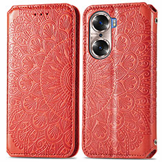 Funda de Cuero Cartera con Soporte Patron de Moda Carcasa S01D para Huawei Honor 60 5G Rojo