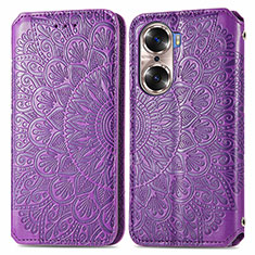 Funda de Cuero Cartera con Soporte Patron de Moda Carcasa S01D para Huawei Honor 60 Pro 5G Morado