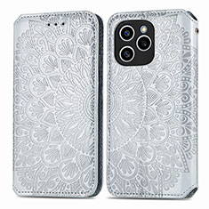 Funda de Cuero Cartera con Soporte Patron de Moda Carcasa S01D para Huawei Honor 60 SE 5G Plata