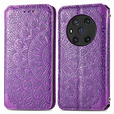 Funda de Cuero Cartera con Soporte Patron de Moda Carcasa S01D para Huawei Honor Magic3 5G Morado