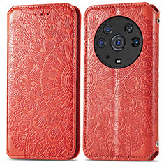 Funda de Cuero Cartera con Soporte Patron de Moda Carcasa S01D para Huawei Honor Magic3 Pro 5G Rojo