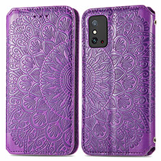 Funda de Cuero Cartera con Soporte Patron de Moda Carcasa S01D para Huawei Honor X10 Max 5G Morado