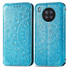 Funda de Cuero Cartera con Soporte Patron de Moda Carcasa S01D para Huawei Nova 8i Azul