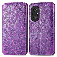 Funda de Cuero Cartera con Soporte Patron de Moda Carcasa S01D para Huawei Nova 9 SE Morado