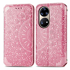 Funda de Cuero Cartera con Soporte Patron de Moda Carcasa S01D para Huawei P50 Oro Rosa