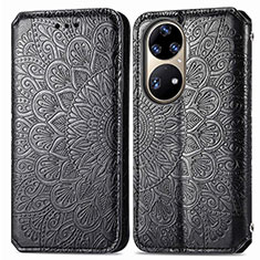 Funda de Cuero Cartera con Soporte Patron de Moda Carcasa S01D para Huawei P50 Pro Negro