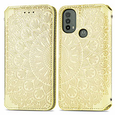 Funda de Cuero Cartera con Soporte Patron de Moda Carcasa S01D para Motorola Moto E20 Oro