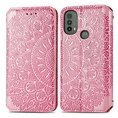 Funda de Cuero Cartera con Soporte Patron de Moda Carcasa S01D para Motorola Moto E20 Oro Rosa