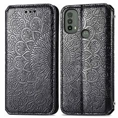 Funda de Cuero Cartera con Soporte Patron de Moda Carcasa S01D para Motorola Moto E30 Negro