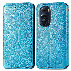 Funda de Cuero Cartera con Soporte Patron de Moda Carcasa S01D para Motorola Moto Edge 30 Pro 5G Azul