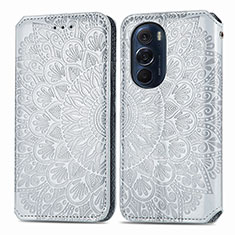 Funda de Cuero Cartera con Soporte Patron de Moda Carcasa S01D para Motorola Moto Edge 30 Pro 5G Plata