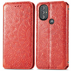 Funda de Cuero Cartera con Soporte Patron de Moda Carcasa S01D para Motorola Moto G Play Gen 2 Rojo