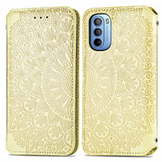 Funda de Cuero Cartera con Soporte Patron de Moda Carcasa S01D para Motorola Moto G31 Oro