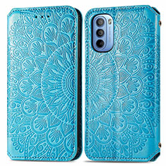 Funda de Cuero Cartera con Soporte Patron de Moda Carcasa S01D para Motorola Moto G41 Azul