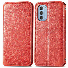 Funda de Cuero Cartera con Soporte Patron de Moda Carcasa S01D para Motorola Moto G51 5G Rojo