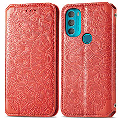 Funda de Cuero Cartera con Soporte Patron de Moda Carcasa S01D para Motorola Moto G71 5G Rojo