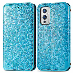 Funda de Cuero Cartera con Soporte Patron de Moda Carcasa S01D para OnePlus 9 5G Azul