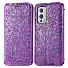 Funda de Cuero Cartera con Soporte Patron de Moda Carcasa S01D para OnePlus 9 5G Morado