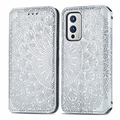 Funda de Cuero Cartera con Soporte Patron de Moda Carcasa S01D para OnePlus 9 5G Plata