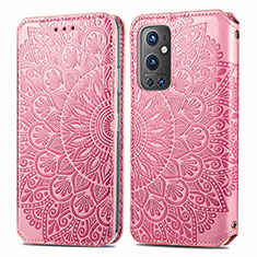 Funda de Cuero Cartera con Soporte Patron de Moda Carcasa S01D para OnePlus 9 Pro 5G Oro Rosa