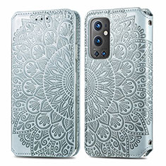 Funda de Cuero Cartera con Soporte Patron de Moda Carcasa S01D para OnePlus 9 Pro 5G Plata