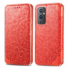 Funda de Cuero Cartera con Soporte Patron de Moda Carcasa S01D para OnePlus 9 Pro 5G Rojo