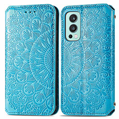 Funda de Cuero Cartera con Soporte Patron de Moda Carcasa S01D para OnePlus Nord 2 5G Azul