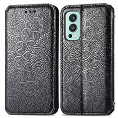 Funda de Cuero Cartera con Soporte Patron de Moda Carcasa S01D para OnePlus Nord 2 5G Negro