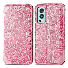 Funda de Cuero Cartera con Soporte Patron de Moda Carcasa S01D para OnePlus Nord 2 5G Oro Rosa