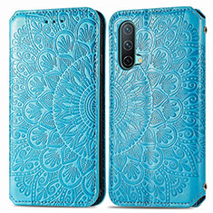 Funda de Cuero Cartera con Soporte Patron de Moda Carcasa S01D para OnePlus Nord CE 5G Azul