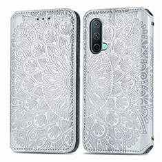 Funda de Cuero Cartera con Soporte Patron de Moda Carcasa S01D para OnePlus Nord CE 5G Plata