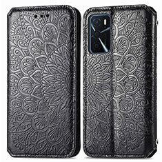 Funda de Cuero Cartera con Soporte Patron de Moda Carcasa S01D para Oppo A16 Negro