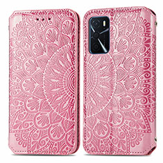 Funda de Cuero Cartera con Soporte Patron de Moda Carcasa S01D para Oppo A16 Oro Rosa