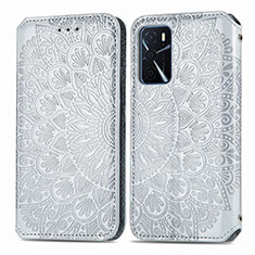 Funda de Cuero Cartera con Soporte Patron de Moda Carcasa S01D para Oppo A16 Plata