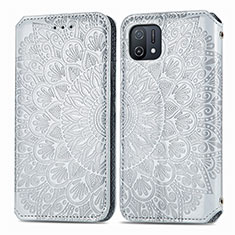 Funda de Cuero Cartera con Soporte Patron de Moda Carcasa S01D para Oppo A16K Plata