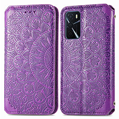 Funda de Cuero Cartera con Soporte Patron de Moda Carcasa S01D para Oppo A16s Morado