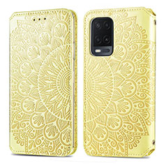 Funda de Cuero Cartera con Soporte Patron de Moda Carcasa S01D para Oppo A54 4G Oro