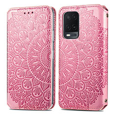 Funda de Cuero Cartera con Soporte Patron de Moda Carcasa S01D para Oppo A54 4G Oro Rosa